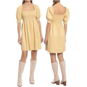 7 FOR‎ ALL MANKIND Faux Leather Mini Dress Yellow Size M Festival Concert Short